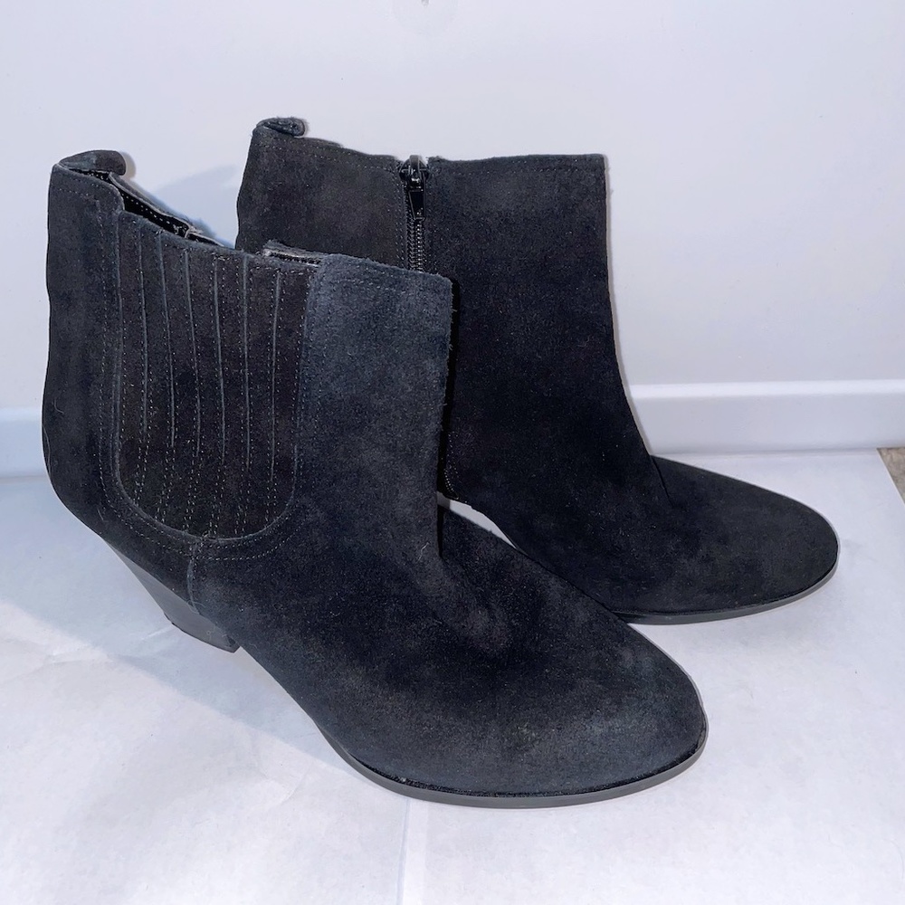 Black Ankle Suede Heels Booties